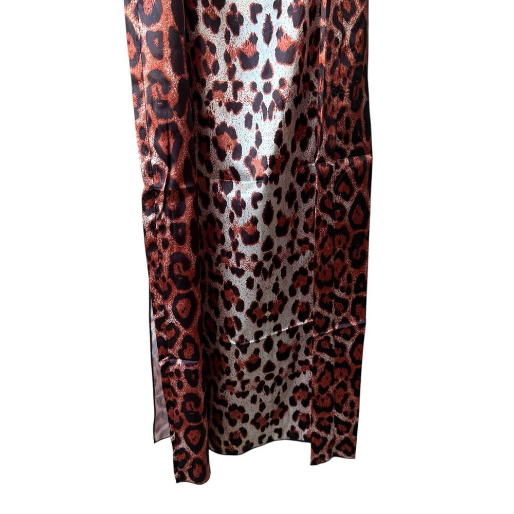 Fredericks Hollywood Lace Satin Gown S Leopard Slit Nightgown Set Boudoir NWT - Picture 14 of 16
